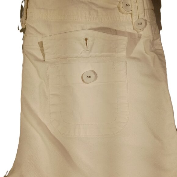Eddie Bauer SHAW Pants  sz 8  White  Corduroy  Capris  Button detail Pockets GUC - Picture 3 of 12